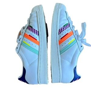 Adidas Superstar Low Multi Colored Jagged Stripes Size 6.5 Retro Funky Athleisur